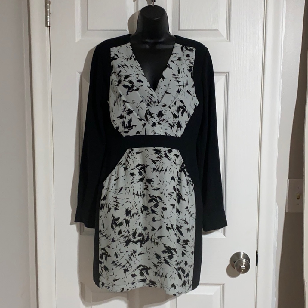 Bcbgmaxazria Alysson Wrap Front Long Sleeve Shift Dress Sz 6